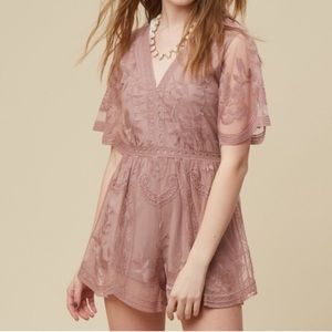 Altar’d State Mauve Embroidered Romper